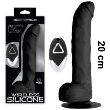 Wirelles Uzaktan Kumandalı 20 cm Eğik Penis Başlı 10 Titreşim Modlu Realistik Et Dokulu Zenci Vibratör C-N7016Z