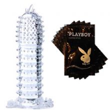 Şeffaf Tırtıklı silikon Dokulu Penis Kılıfı + Playboy anal vajinal Kaydırıcı Jel (B1002_h1)